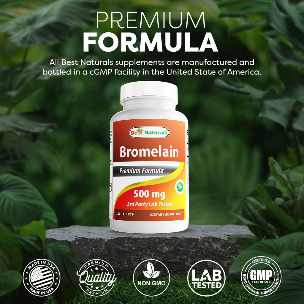 Best Naturals Bromelain 500mg - 120 Tablets (Pack of 3) | Non-GMO & Gluten-Free