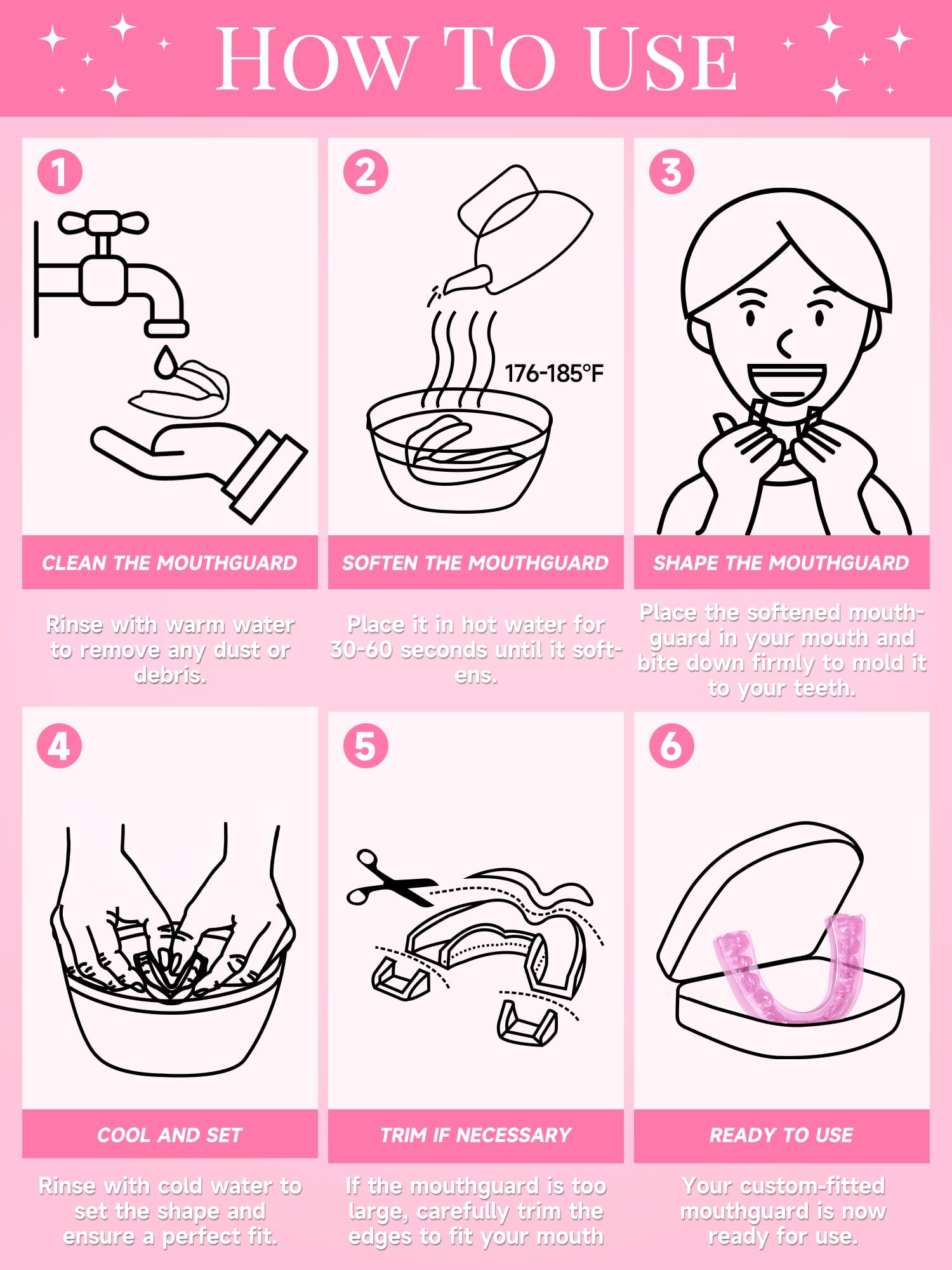 4 Pack Pink Night Guards for Teeth Grinding & Clenching | Bruxism Relief for Women & Adults