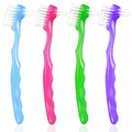4 Pieces Denture Brush Set - Small Denture Brushes with Ergonomic Rubber Handles