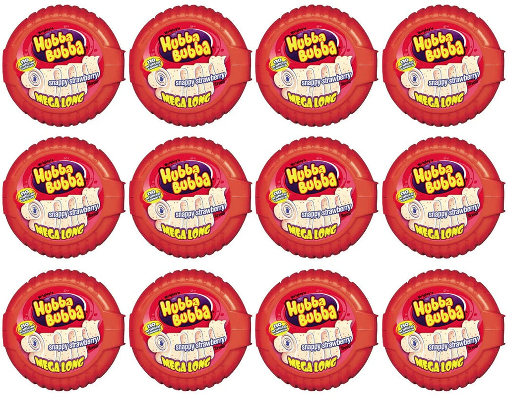 12 x Hubba Bubba Mega Long Tape Strawberry 56Gm