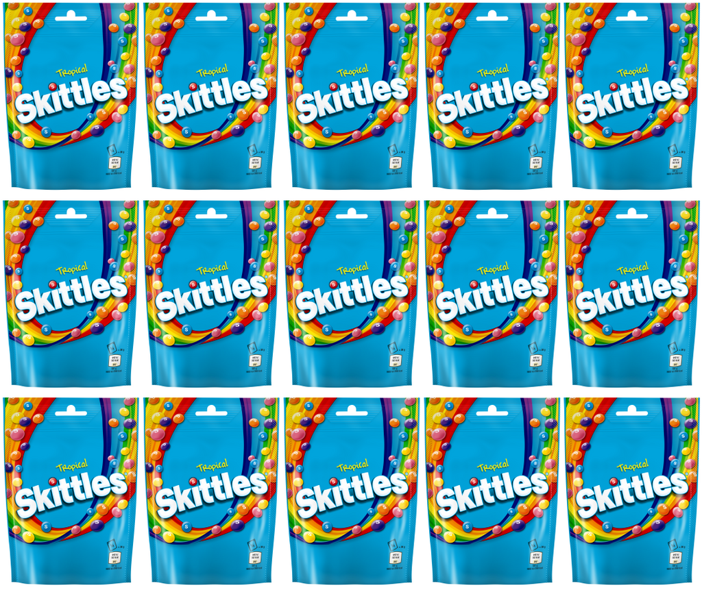 15 X Skittles Tropical Pouch 136Gm