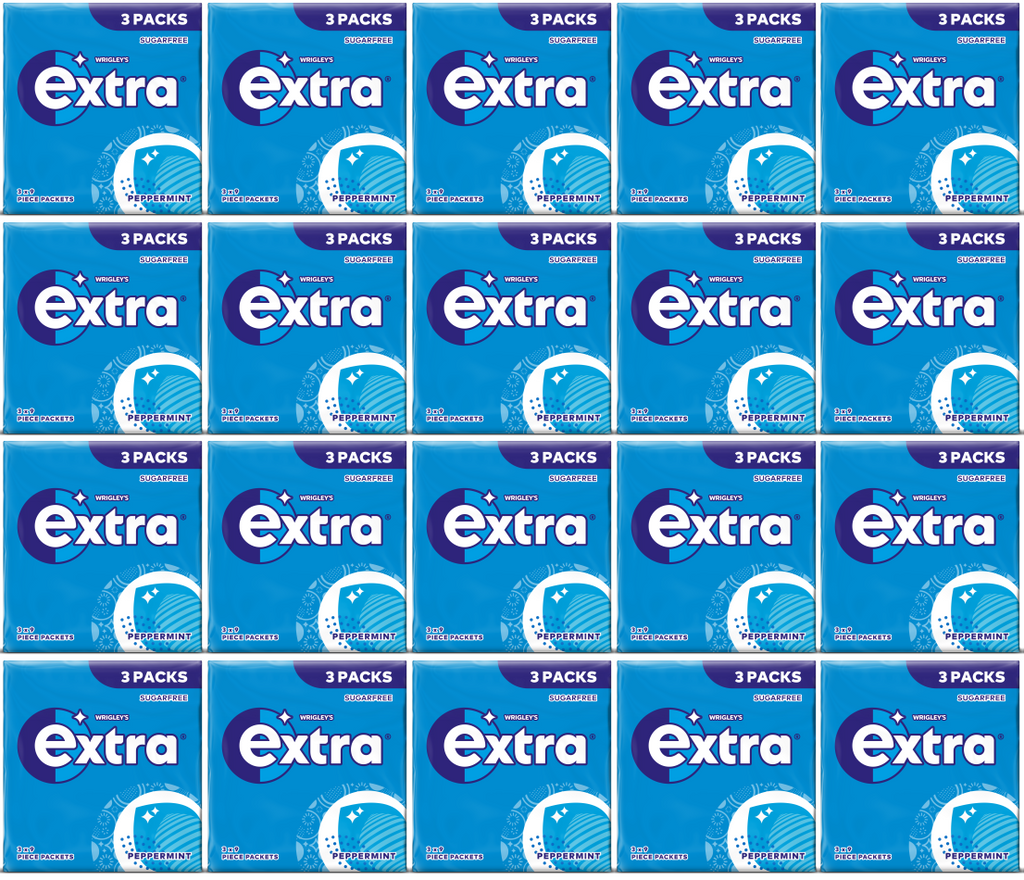 20 x Extra Sugar Free Peppermint Gum 3Pk