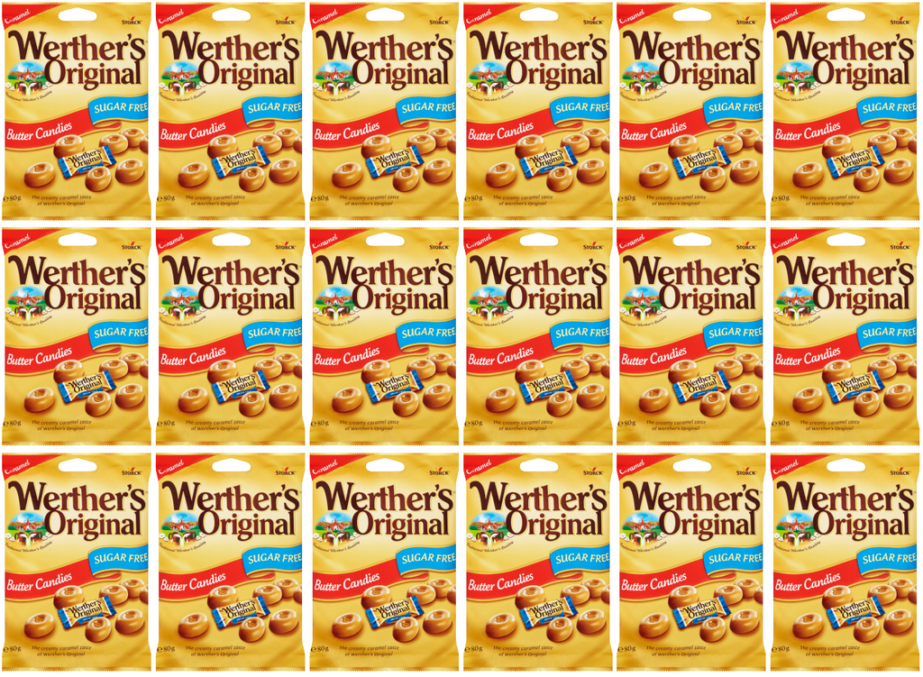 18 x Werthers Original Sugar Free Butter Candy Bag 80Gm