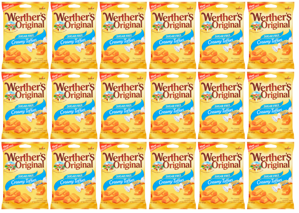 18 x Werthers Original Sugar Free Chewy Toffee Bag 80Gm