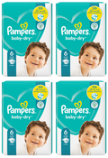 4 x Pampers Baby Dry Size 6 (Extra Large) 19 Pack