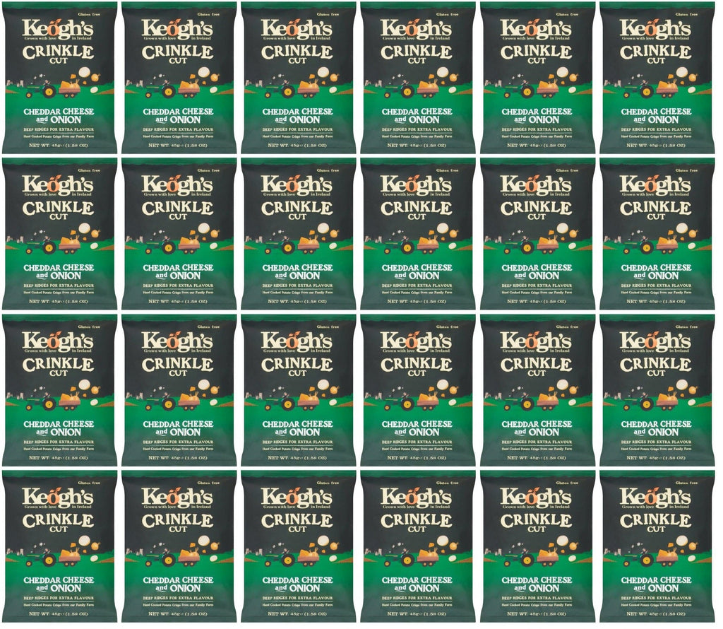24 x Keogh's Crinkle Cut Cheddar Cheese And Onion 45G