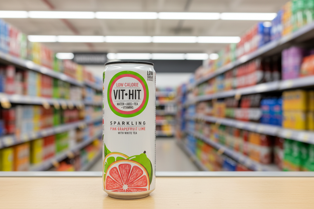 12 x Vit Hit Sparkling Pink Grapefruit Lime With White Tea 330Ml