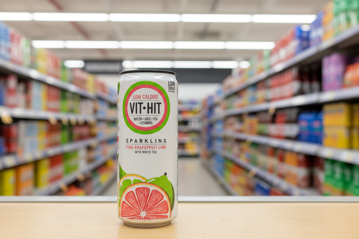 12 x Vit Hit Sparkling Pink Grapefruit Lime With White Tea 330Ml