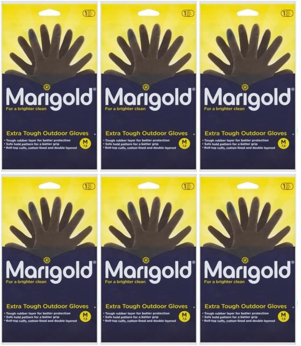 6 x Marigold Extra Tough Outdoor Gloves M 1 Pair