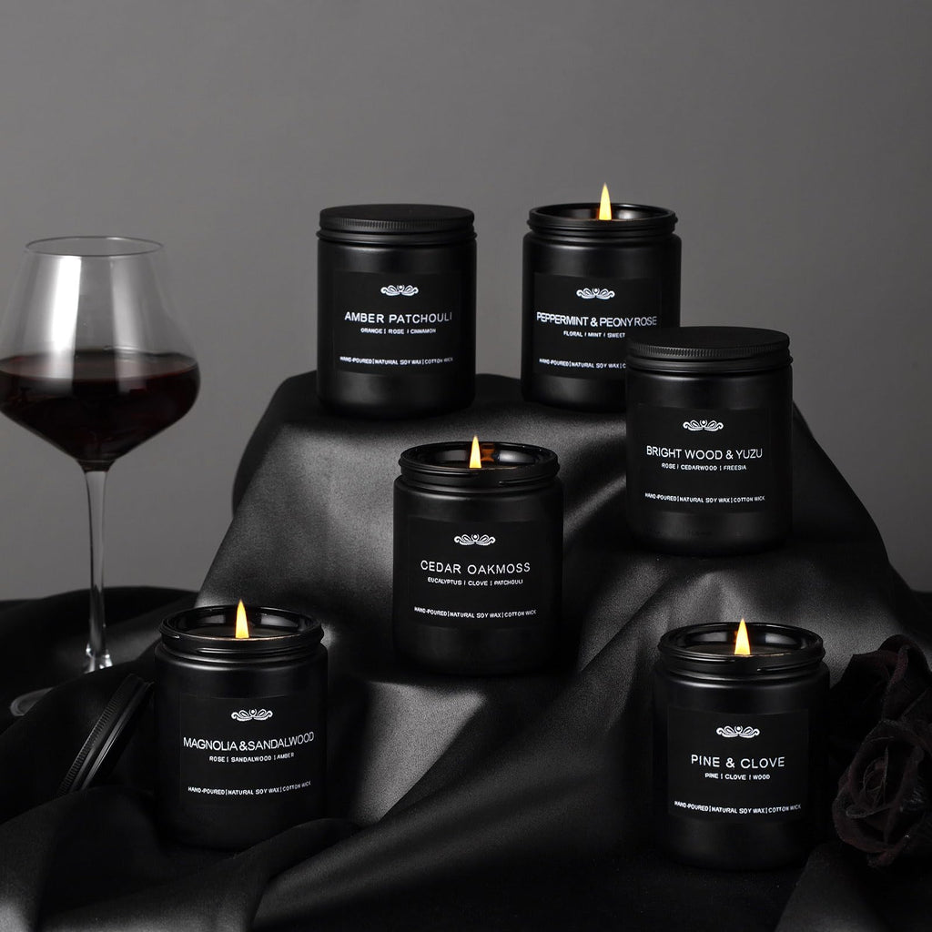 6-Pack Men's Aromatherapy Candles Gift Set - 42 oz, 300-Hour Long-Lasting Scent