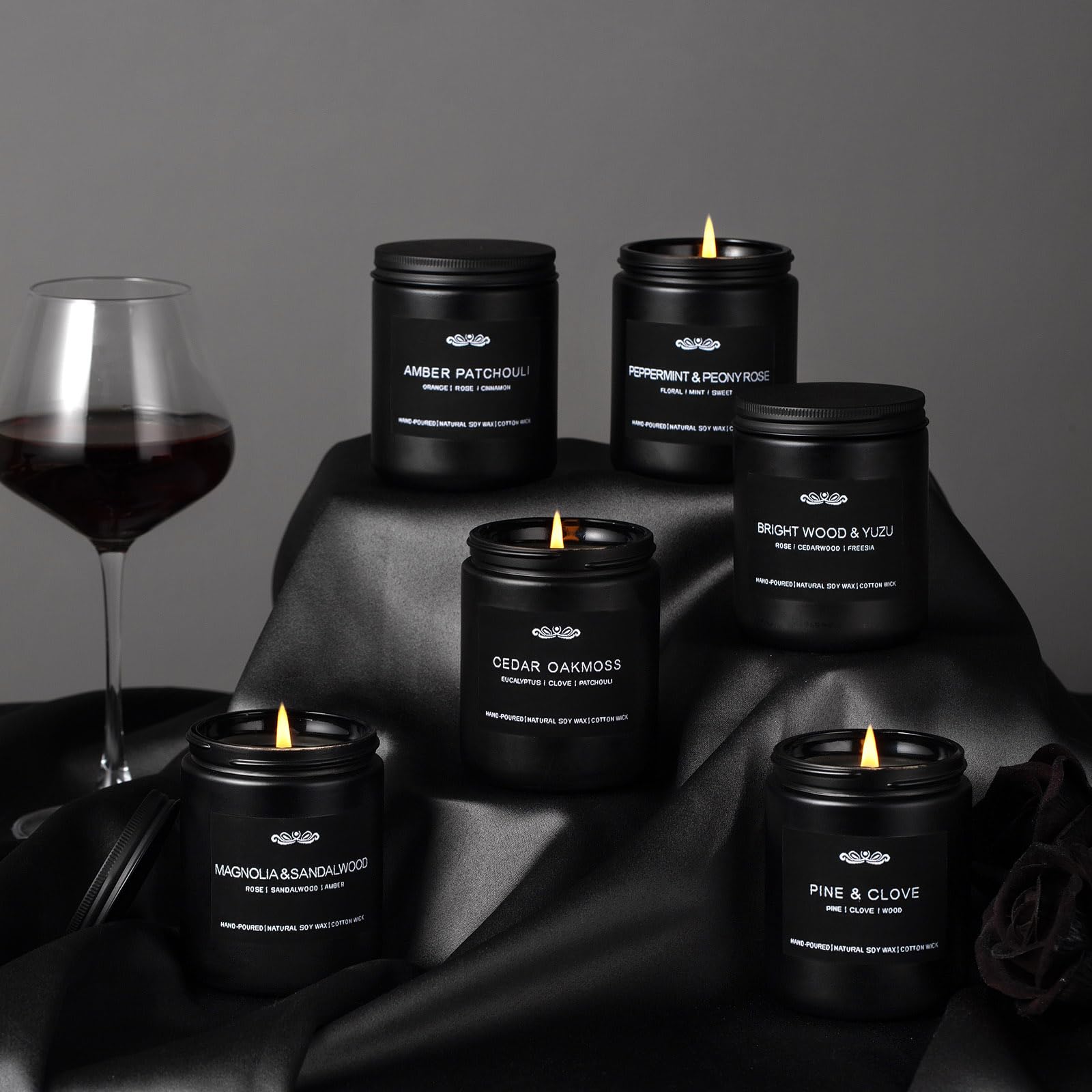 6-Pack Men's Aromatherapy Candles Gift Set - 42 oz, 300-Hour Long-Lasting Scent