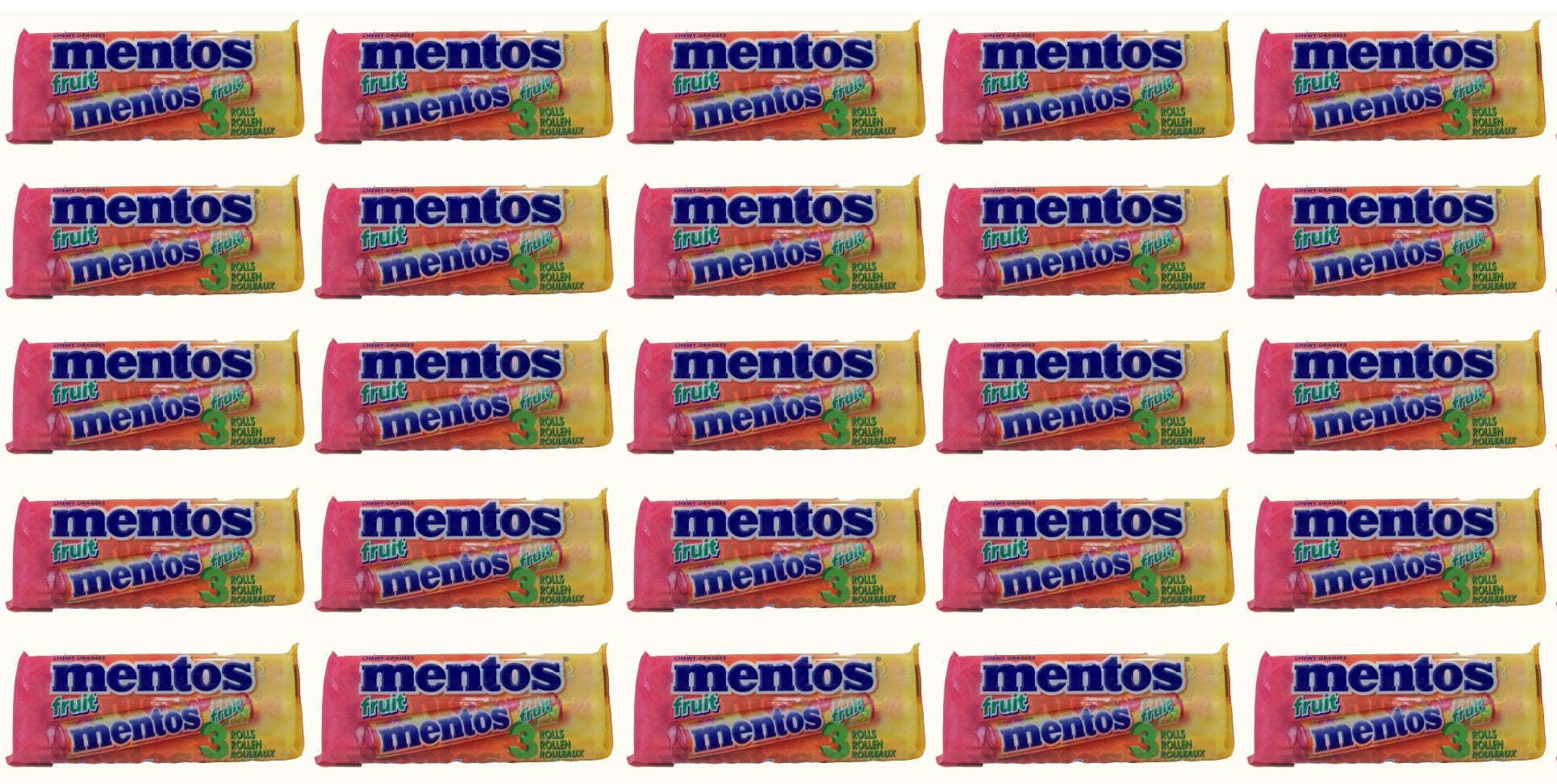 25 x Mentos Chewy Dragees Fruit 3 X 38G