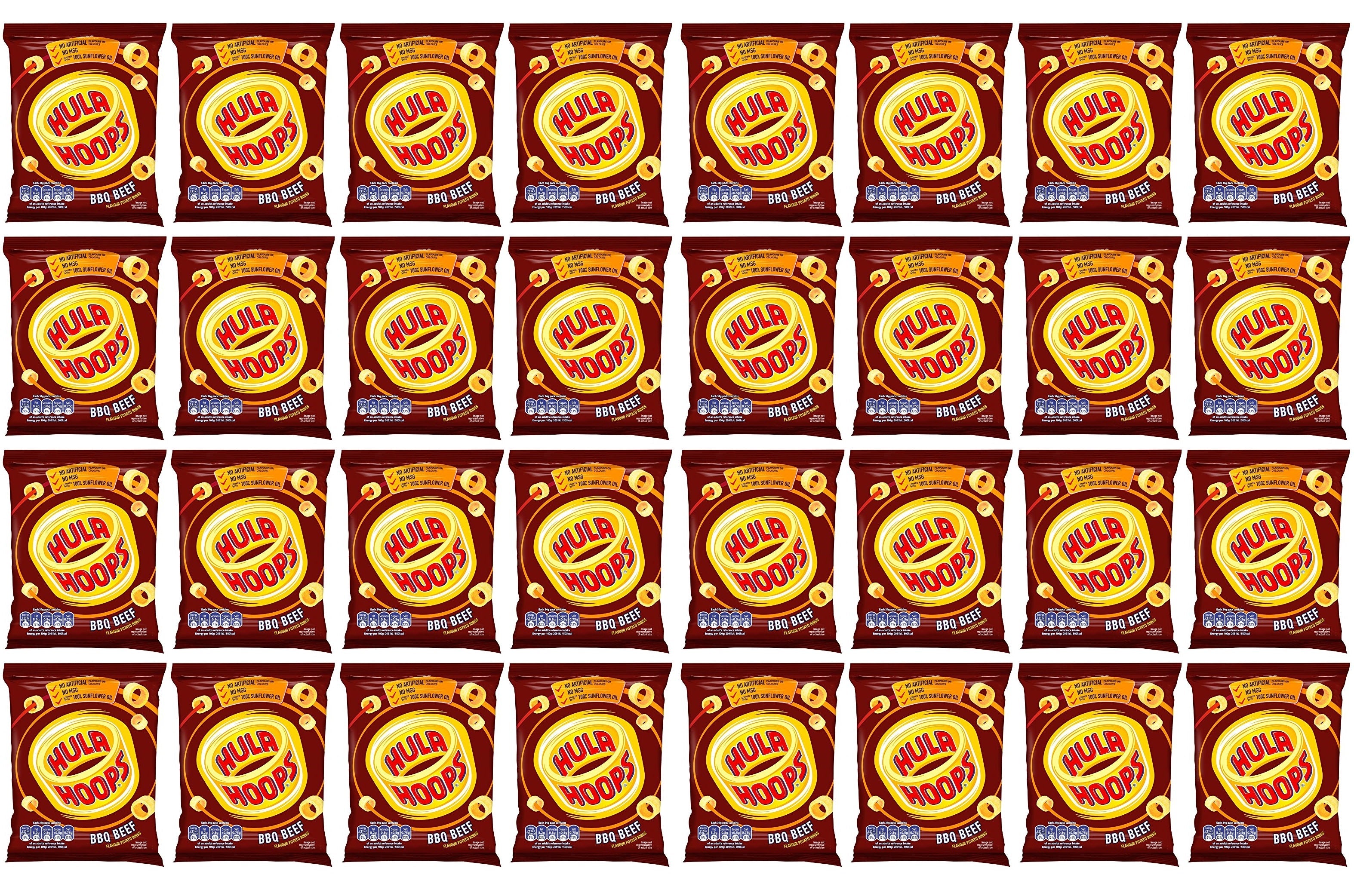 32 x Hula Hoops Bbq Beef Crisps 34G