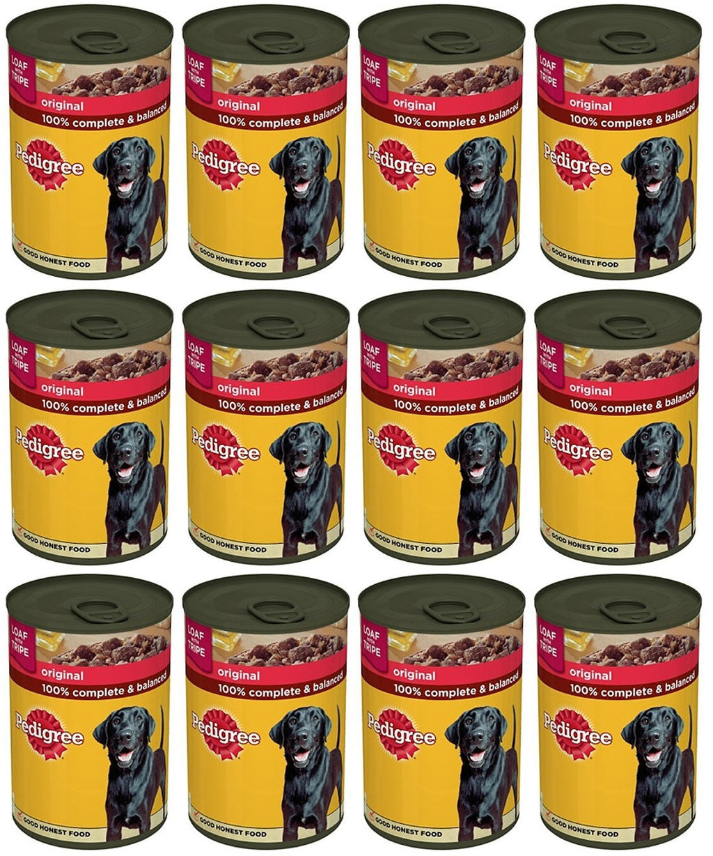 12 x Pedigree Adult Wet Dog Food Tin Original In Loaf 400G