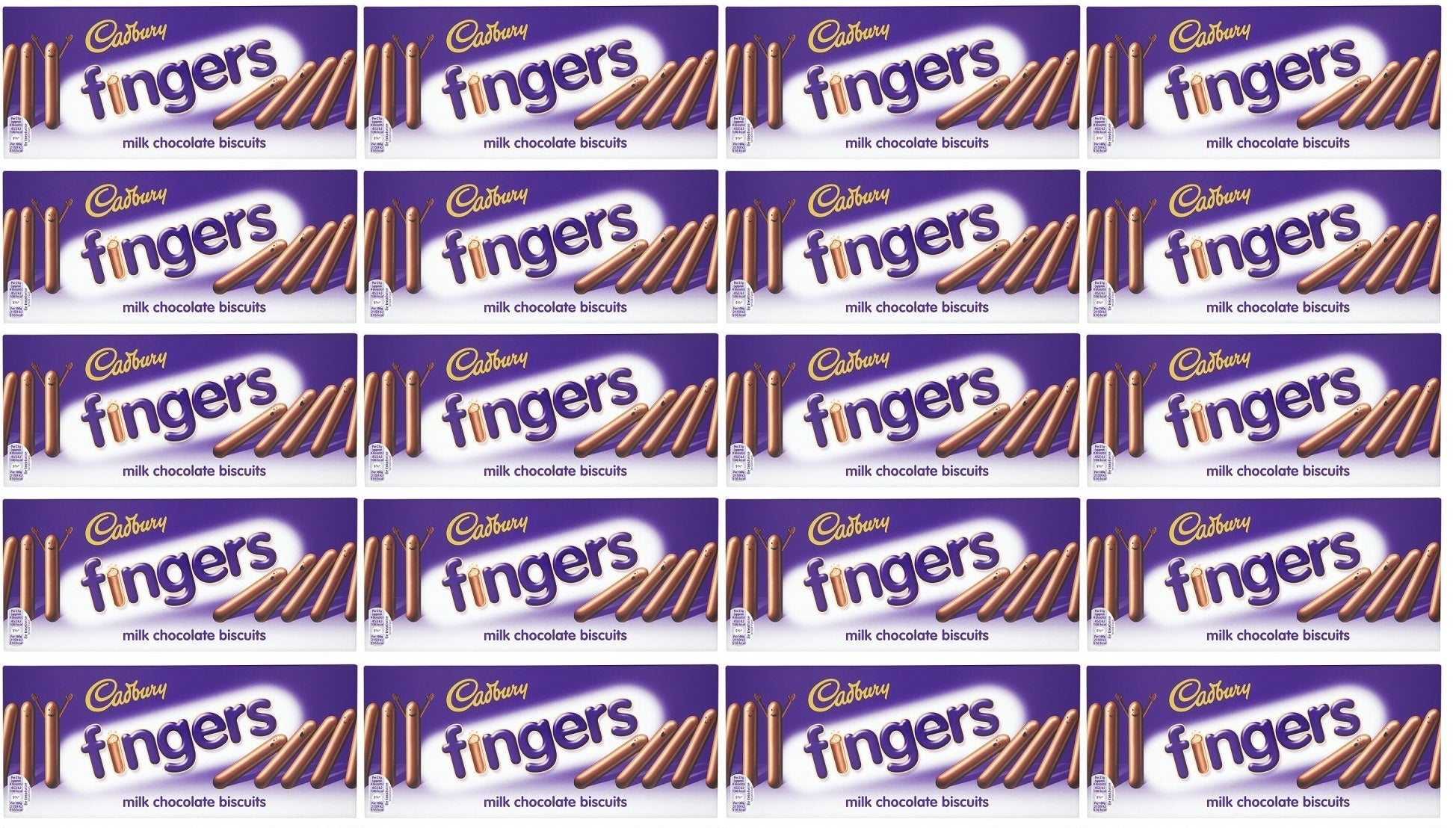 20 x Cadbury Dairy Milk Fingers Milk Chocolate Biscuits 114G