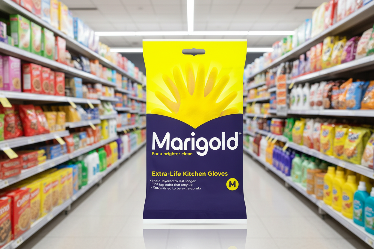 6 x Marigold Kitchen Extra Life Gloves 7½ Medium Size