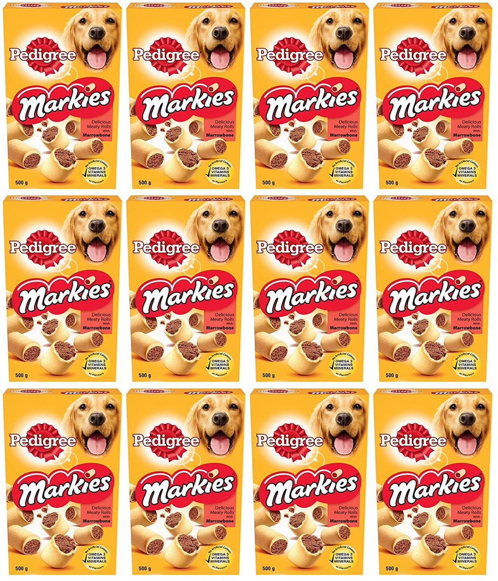 12 x Pedigree Markies Adult Dog Treats Marrowbone Biscuits 500G