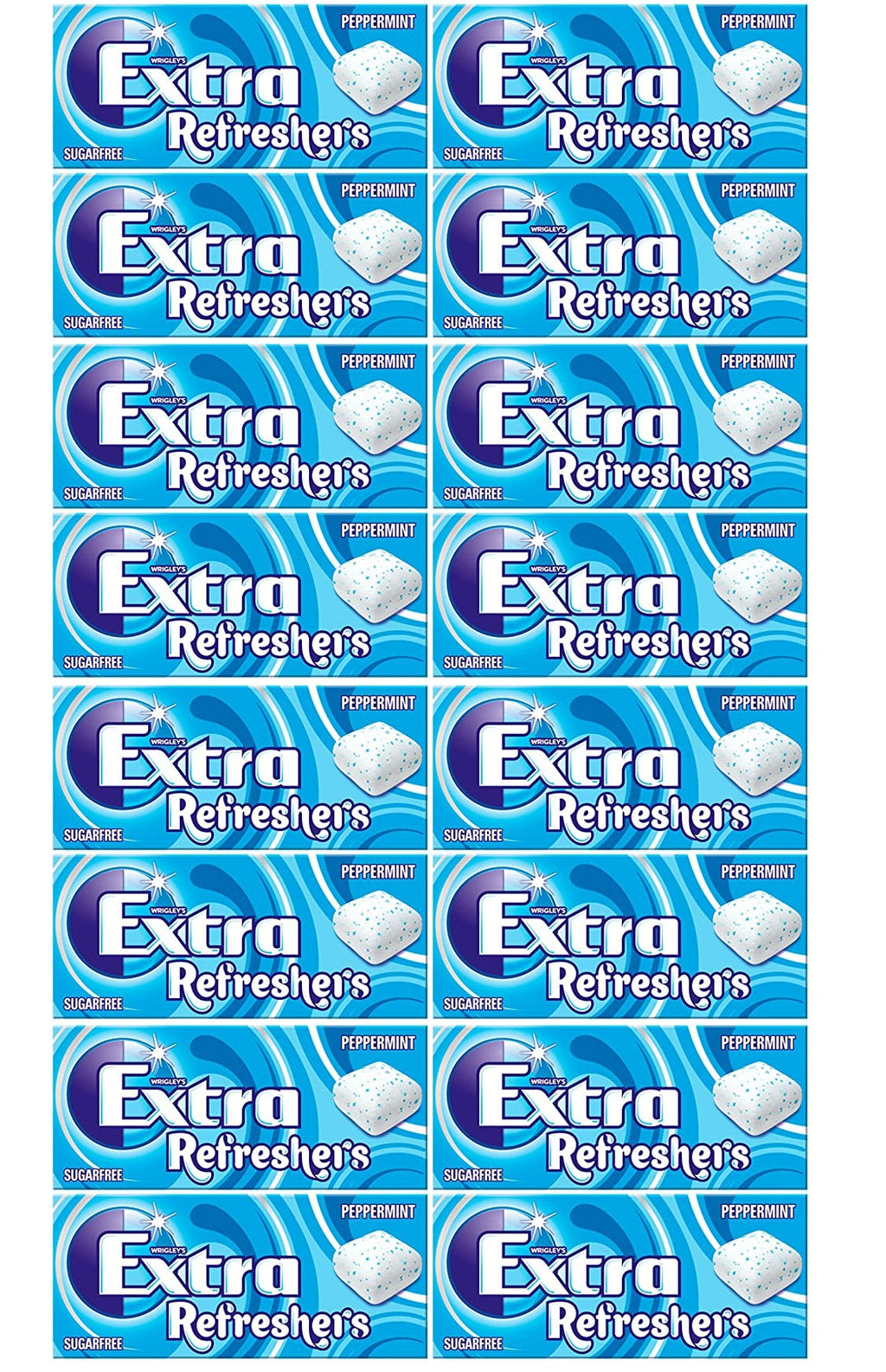 16 x Extra Refreshers Peppermint Sugar Free Chewing Gum Handy Box 7Pcs
