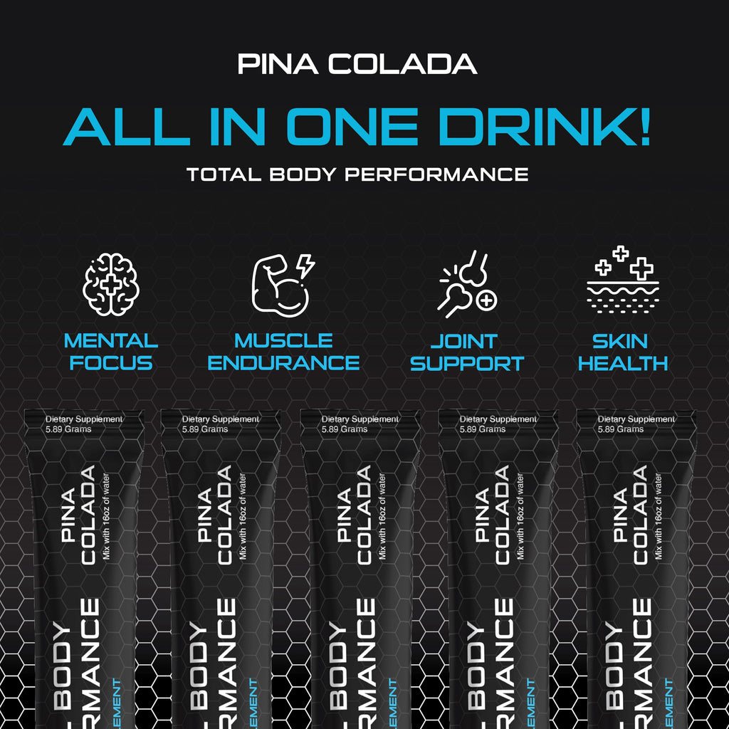 4D Pina Colada 25 Unit Box - Electrolytes, Aminos, Vitamins & Energy Powder Packets - Zero Calories & Sugars - Gluten Free, Non-GMO, Keto & Vegan Friendly
