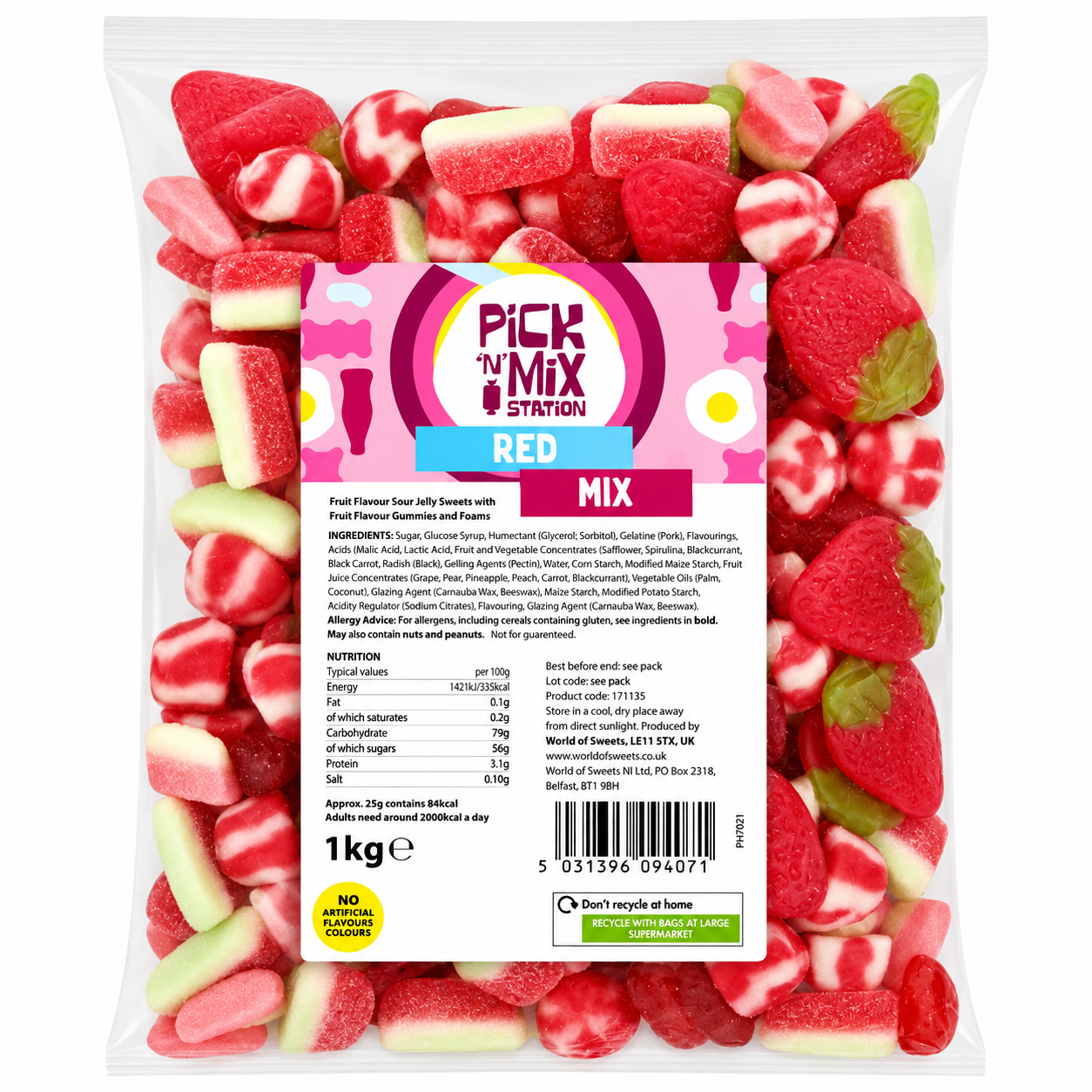 4kg For £30.00 1kg Pick N Mix Sweets Jelly, Fizzy, Red & Blue