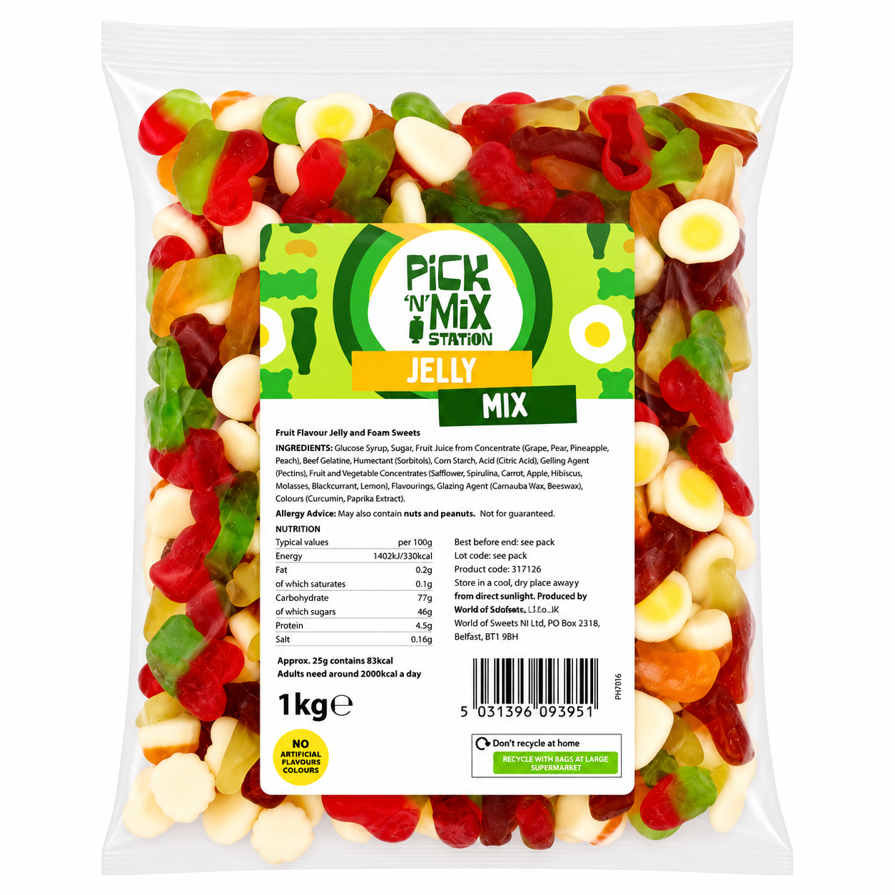 4kg For £30.00 1kg Pick N Mix Sweets Jelly, Fizzy, Red & Blue