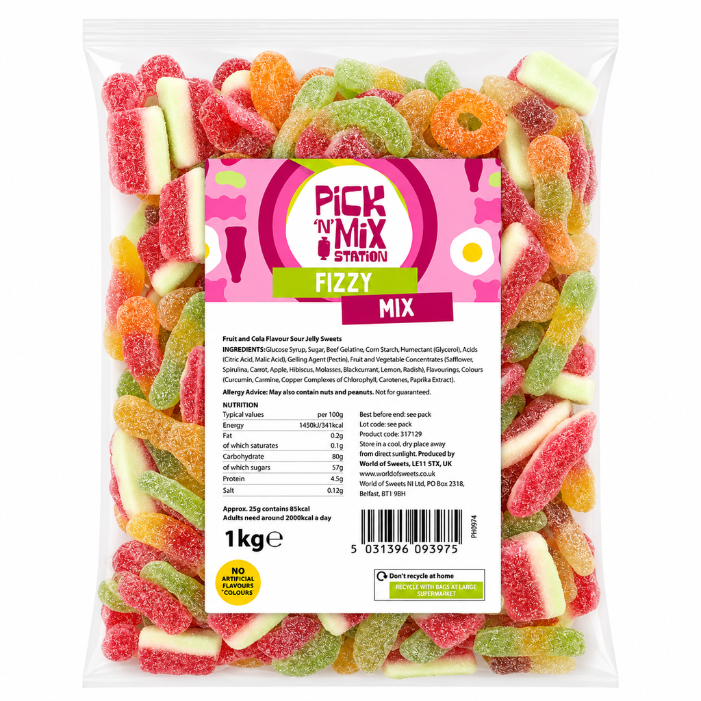 4kg For £30.00 1kg Pick N Mix Sweets Jelly, Fizzy, Red & Blue