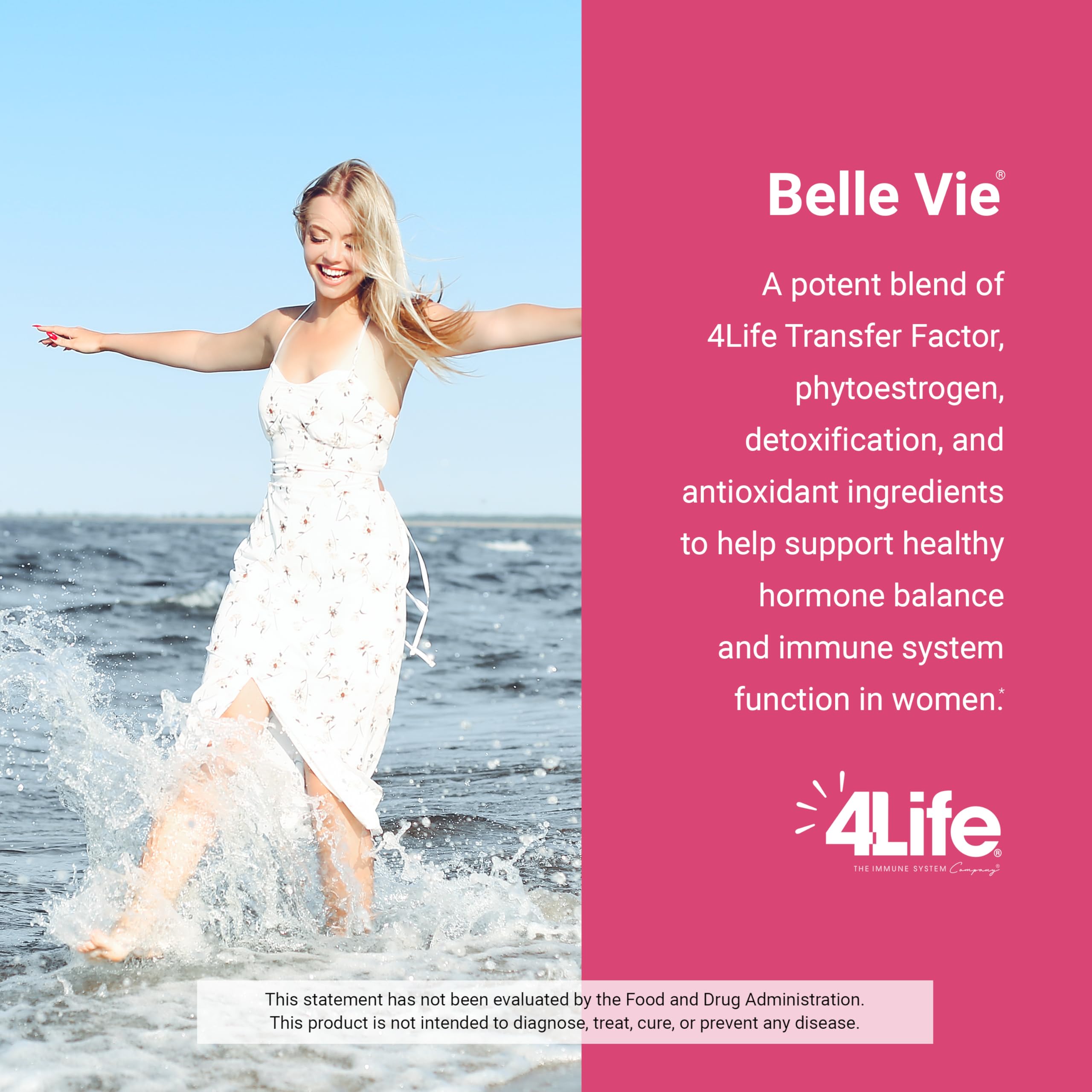 4Life Transfer Factor Belle Vie – Supports Women's Reproductive Health (Kudzu, Flax & Red Clover) – 60 Veggie Capsules