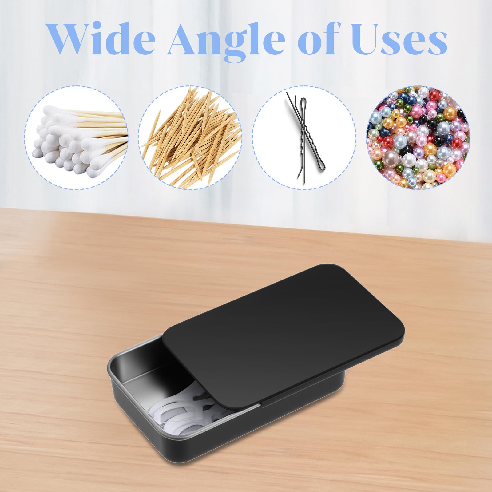4-Pack Portable Black Dental Floss Case | Travel Floss Box with Metal Sliding Dispenser