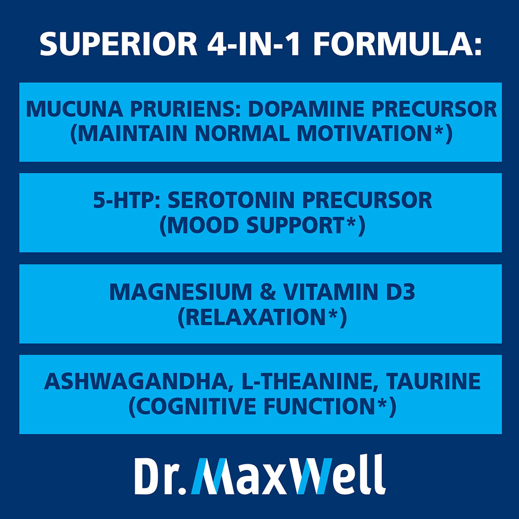 Dopamine & Serotonin Support – 4-in-1 Mucuna Pruriens & 5-HTP, 60 Capsules