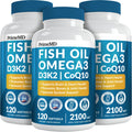 PrimeMD 5-in-1 Fish Oil Omega-3 2100mg with D3, K2 and CoQ10 – Lemon (120 softgels, Pack of 3)