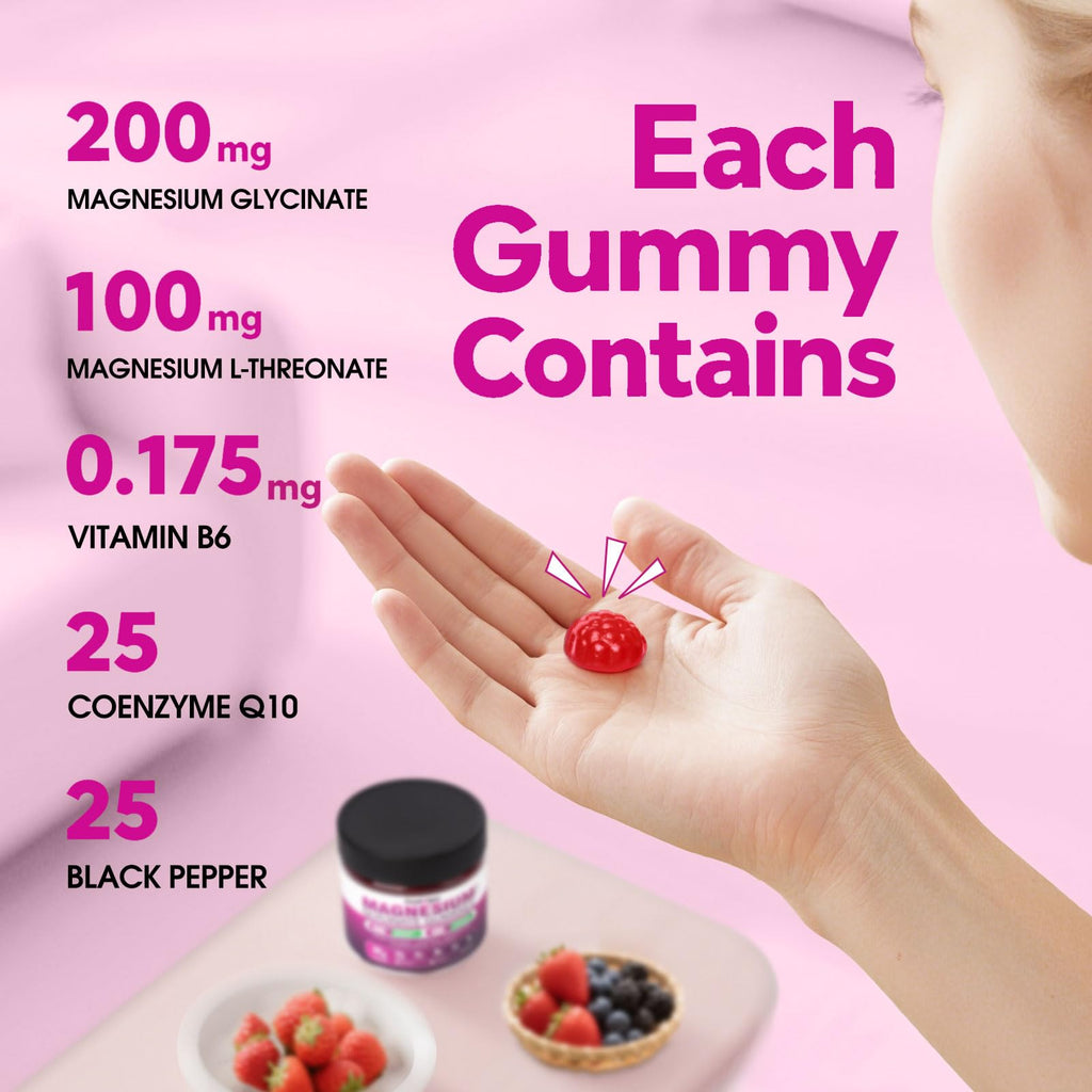 5-in-1 Magnesium Glycinate Gummies - 1400mg Complex, 120 Gummies | Organic, Non-GMO, Third-Party Tested