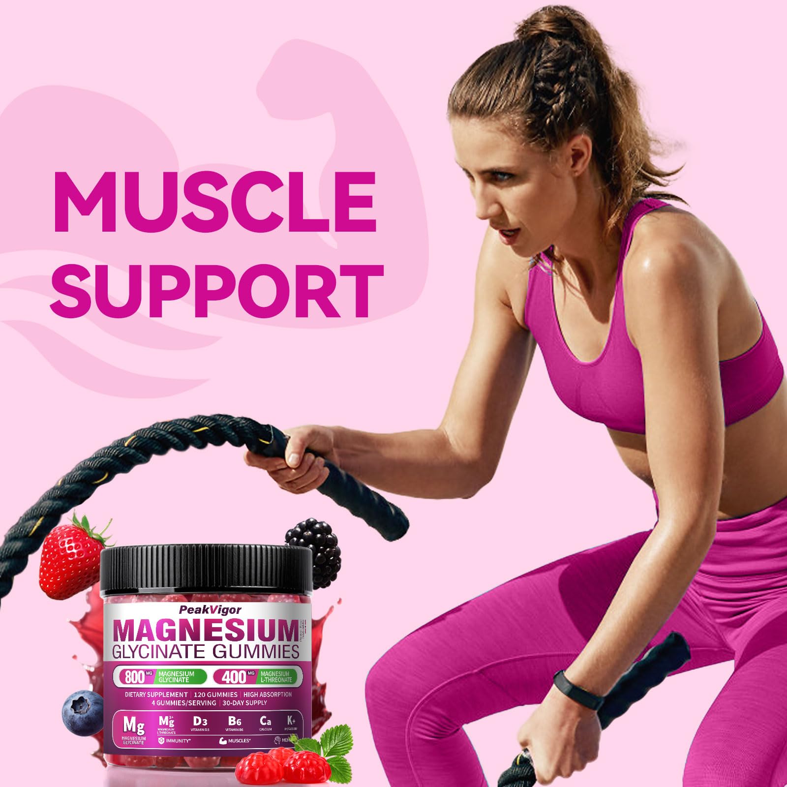 5-in-1 Magnesium Glycinate Gummies - 1400mg Complex, 120 Gummies | Organic, Non-GMO, Third-Party Tested
