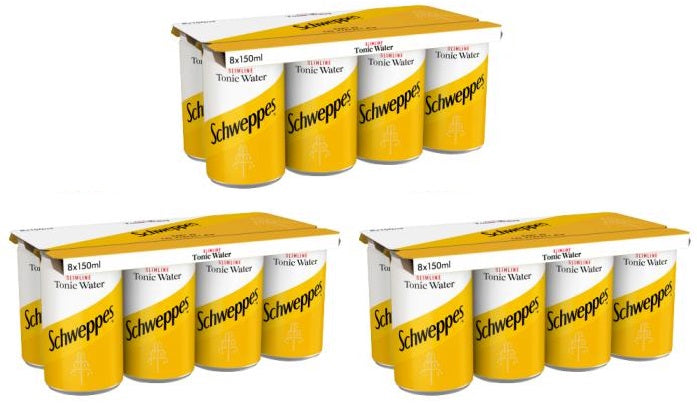 3 x Schweppes Slimline Tonic Water 8 X 150Ml