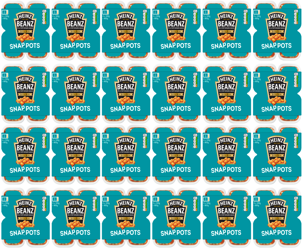 24 x Heinz Snap Pots Baked Beans 200Gm (6 x 4 Pots)