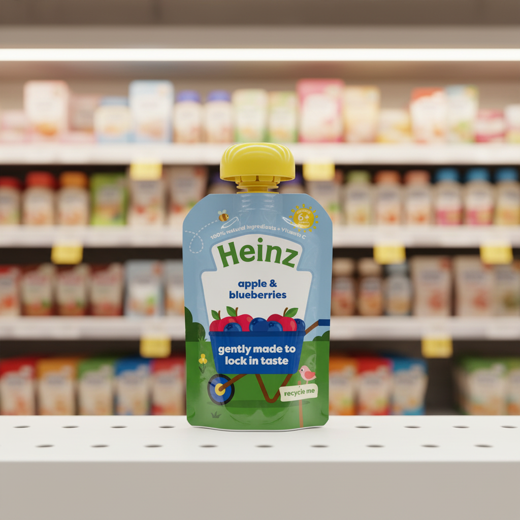 6 X Heinz Baby Apple & Blueberry Pouch 100G