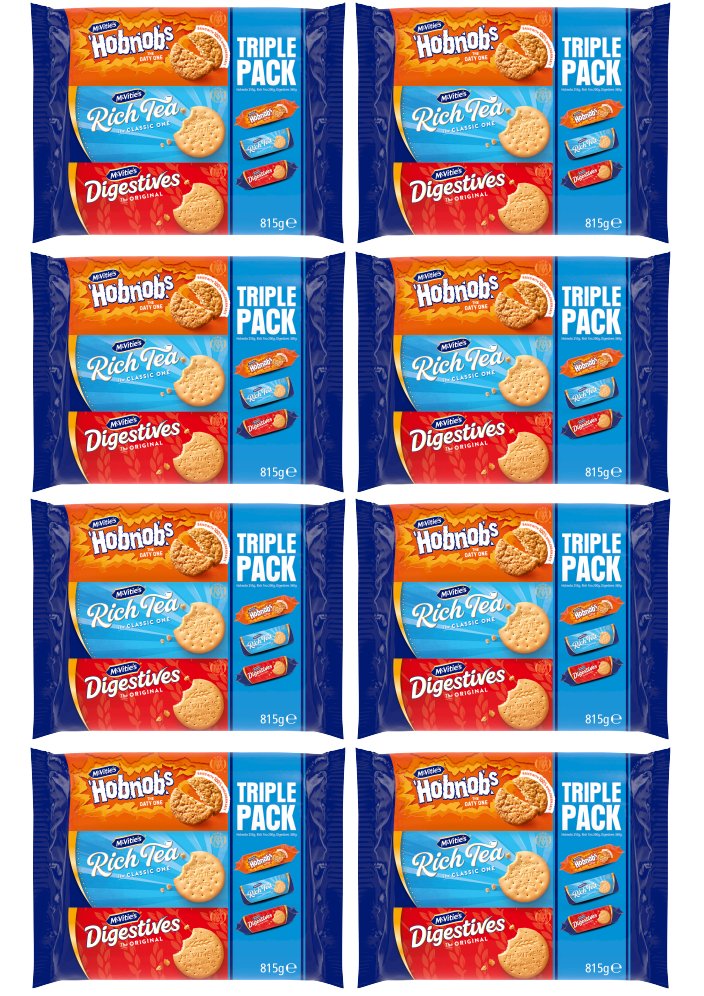 8 x Mcvities Triple Pack Hobnobs Digestives Rich Tea 770g