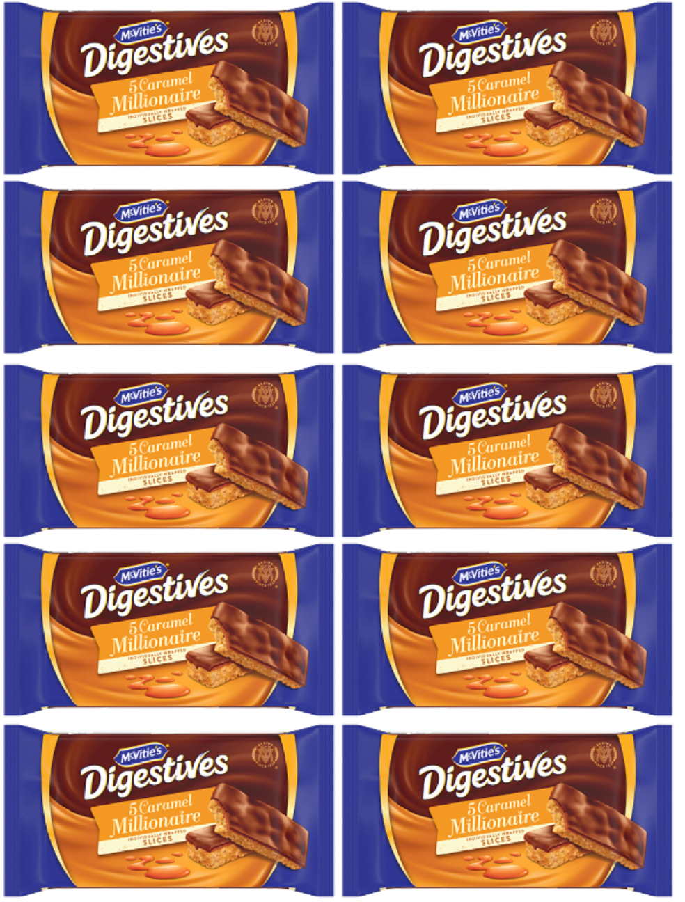 10 x Digestive Caramel Millionaire Slices 5pk - 109.9GM