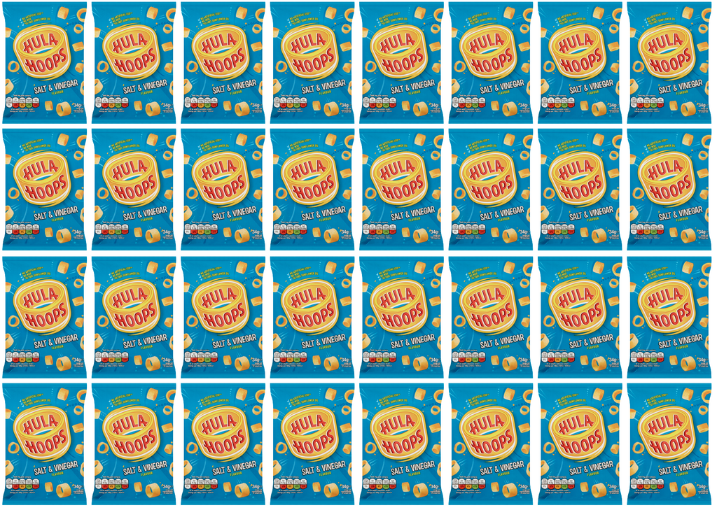32 x Hula Hoops Salt & Vinegar 34Gm