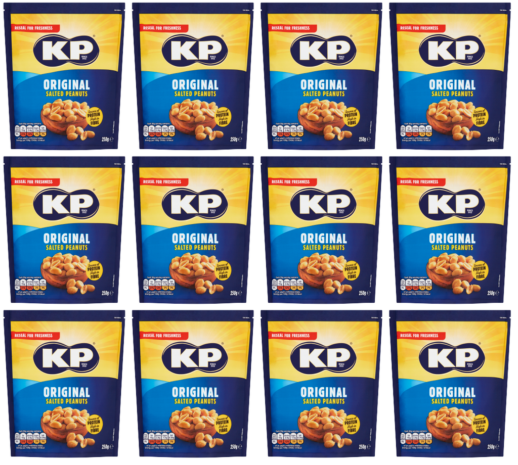 12 x Kp Original Salted Peanuts Bag 250Gm