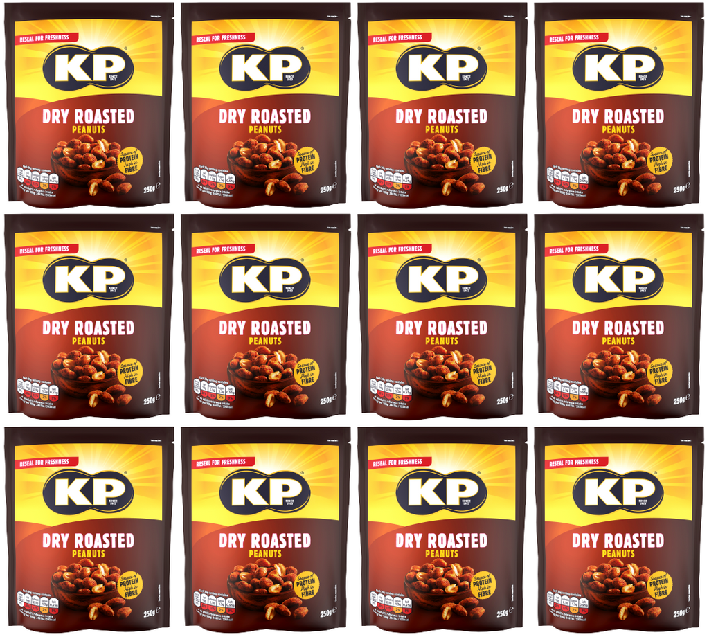12 x Kp Dry Roasted Peanuts Bag 250Gm