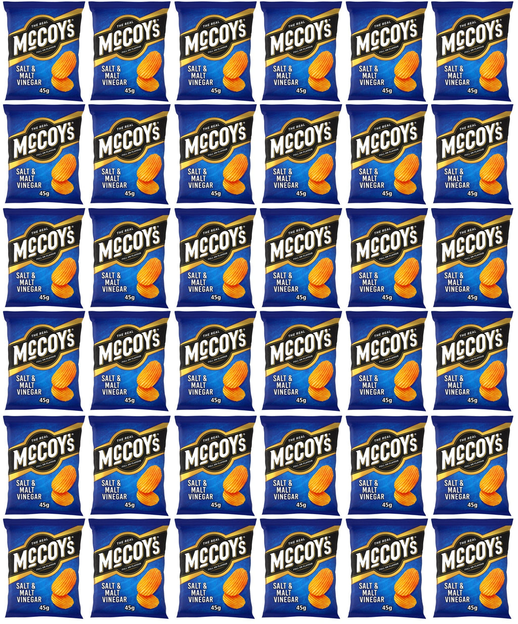 36 x Mccoy's Ridge Cut Salt & Malt Vinegar Flavour Potato Crisps 45G