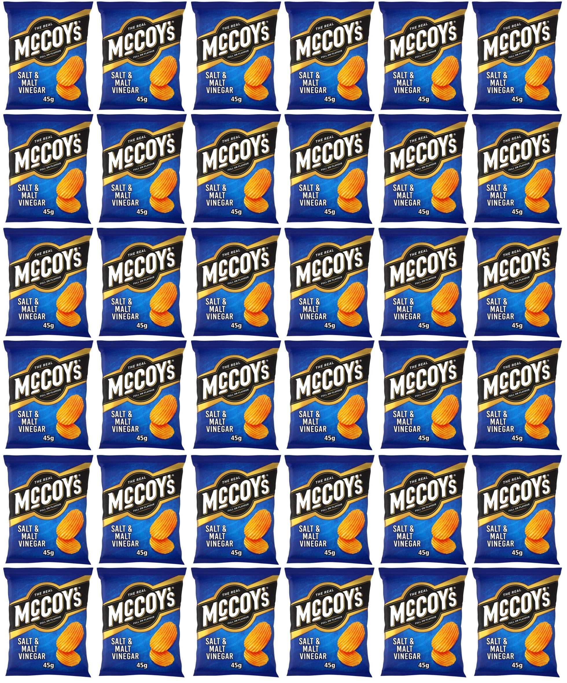36 x Mccoy's Ridge Cut Salt & Malt Vinegar Flavour Potato Crisps 45G