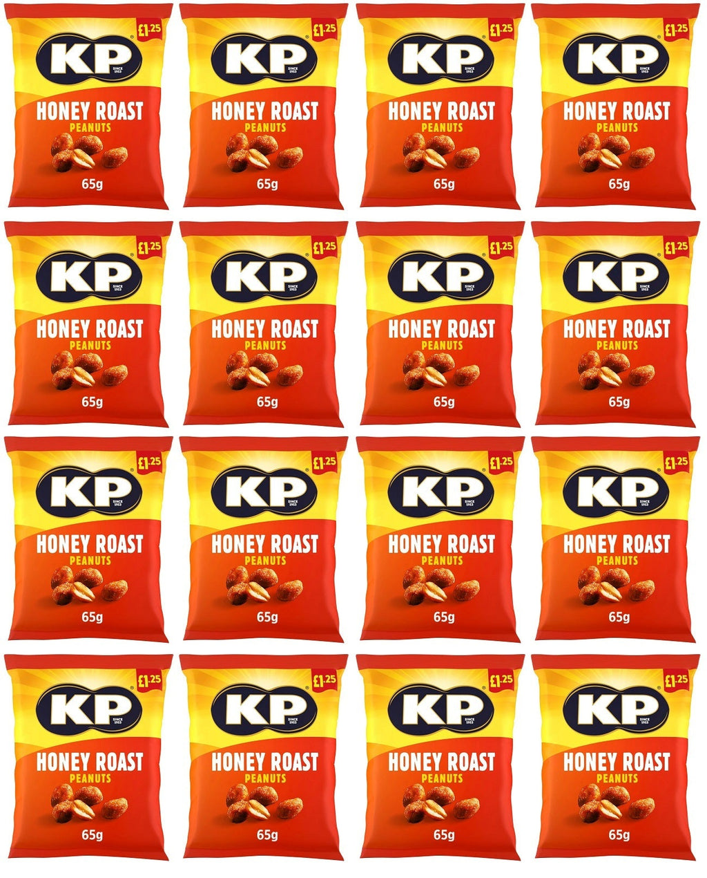 16 x Kp Honey Roasted Peanuts - 65GM