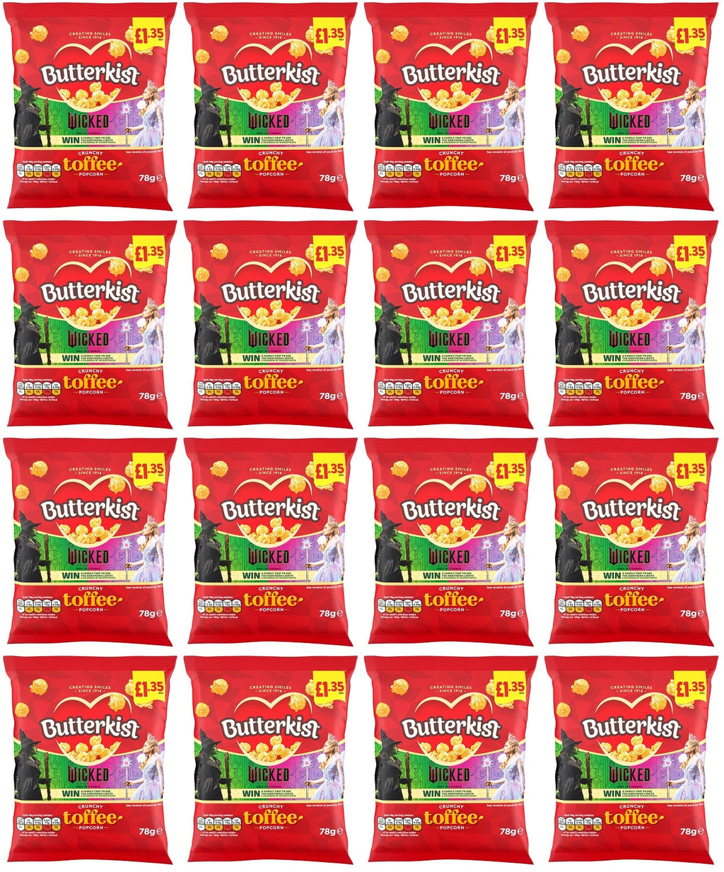 16 x Butterkist Crunchy Toffee Popcorn - 78GM