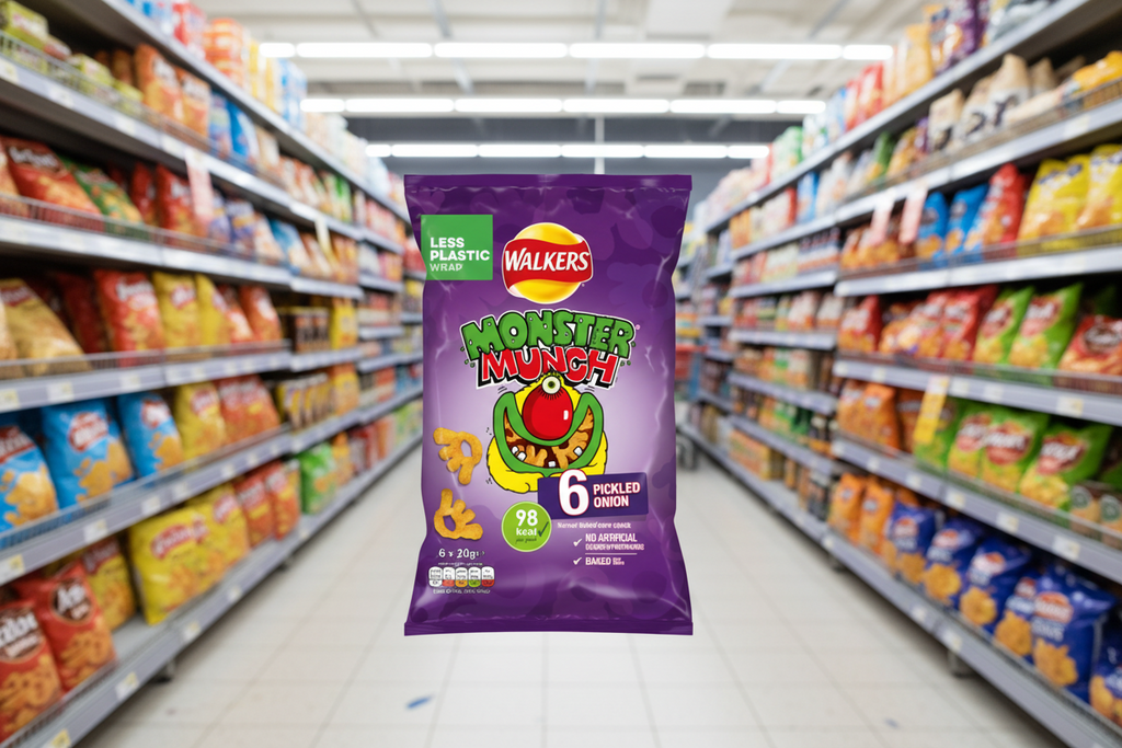 18 x Walkers Monster Munch Pickled Onion 6Pk 6X22Gm
