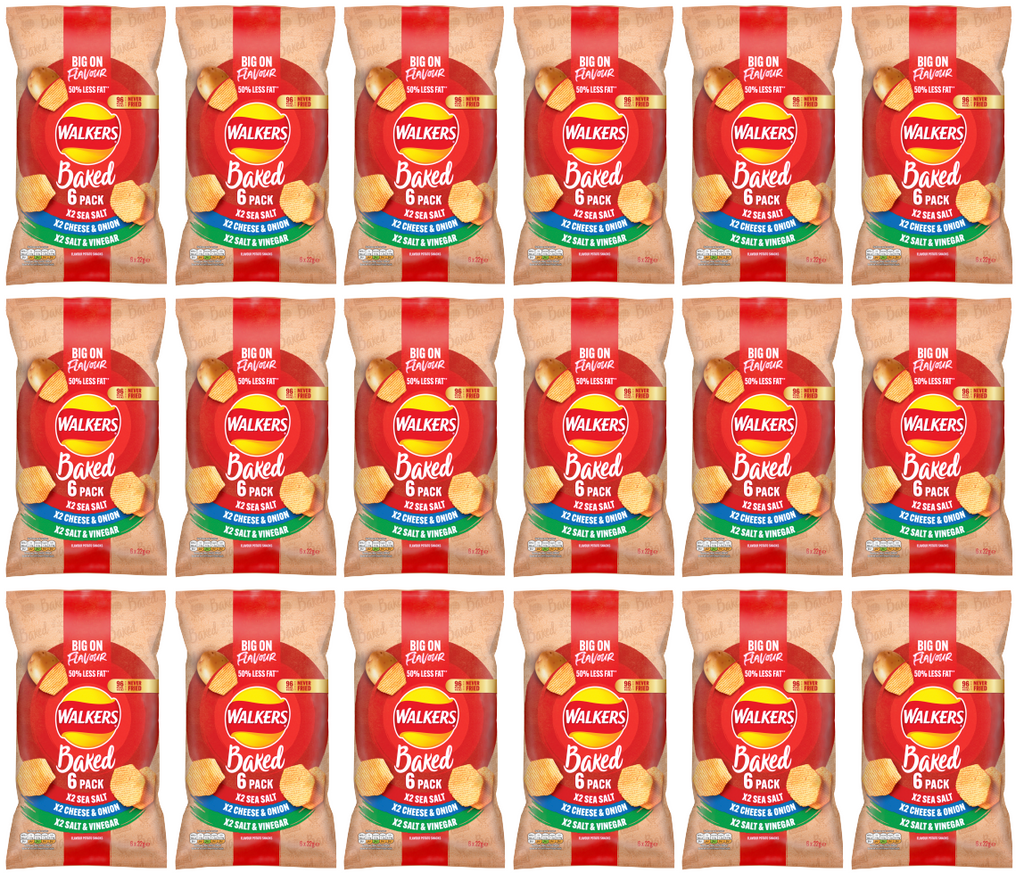 18 x Walkers Baked Variety 6Pk - 6X25Gm