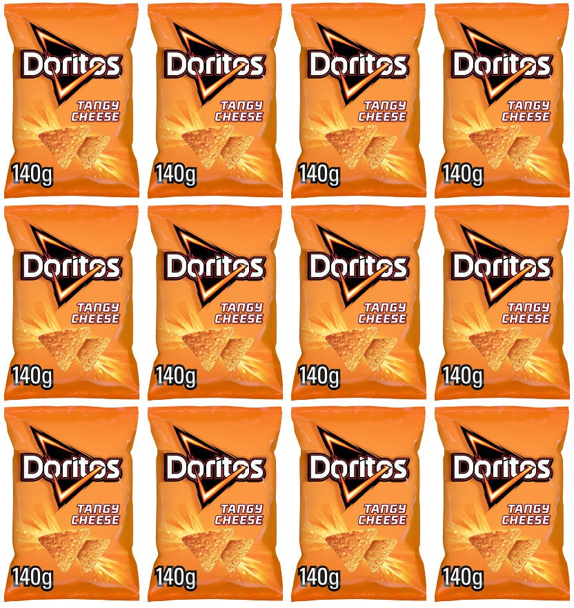 12 x Doritos Tangy Cheese Tortilla Chips Sharing Bag Crisps 140G