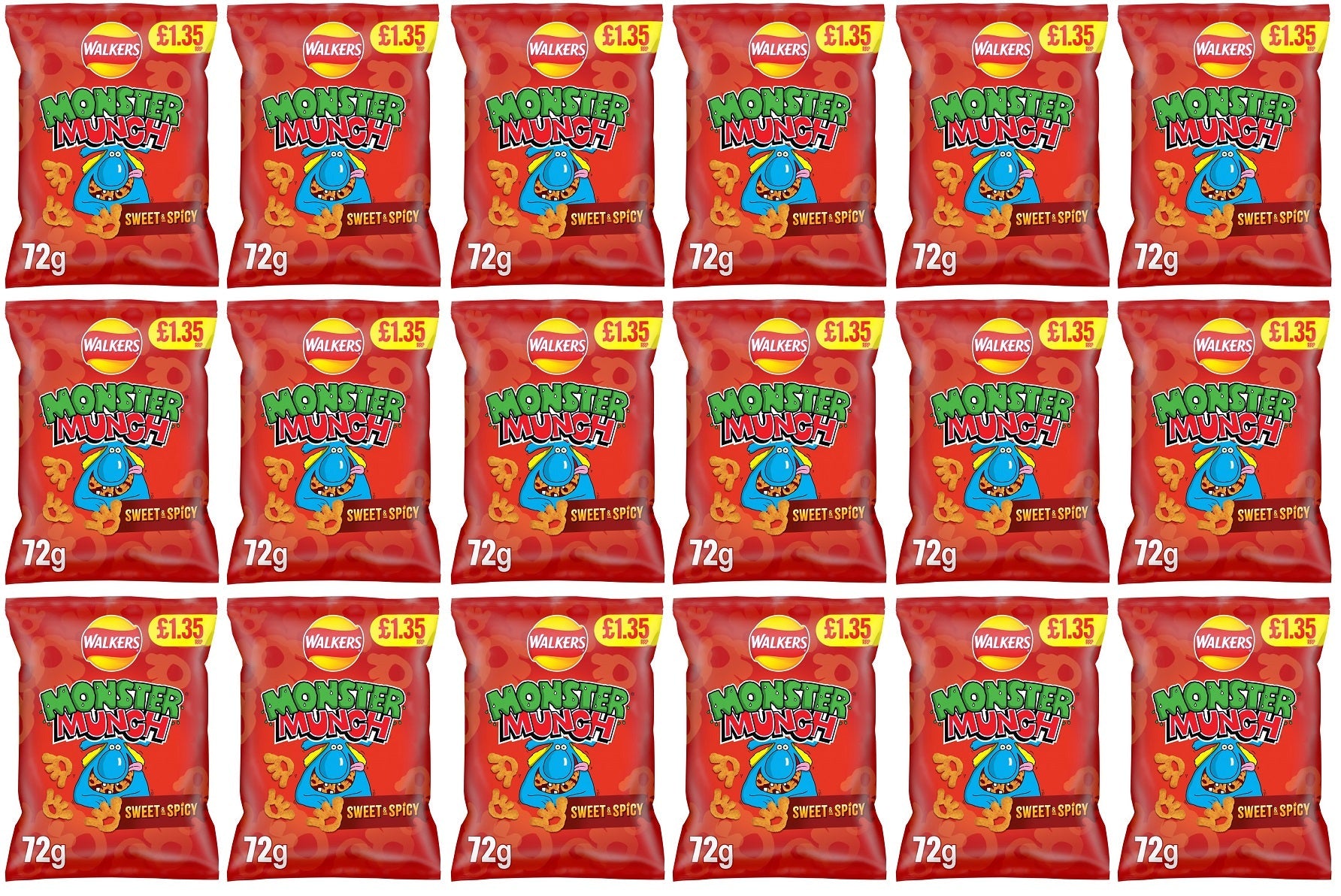 18 x Monster Munch Sweet & Spicy - 72GM