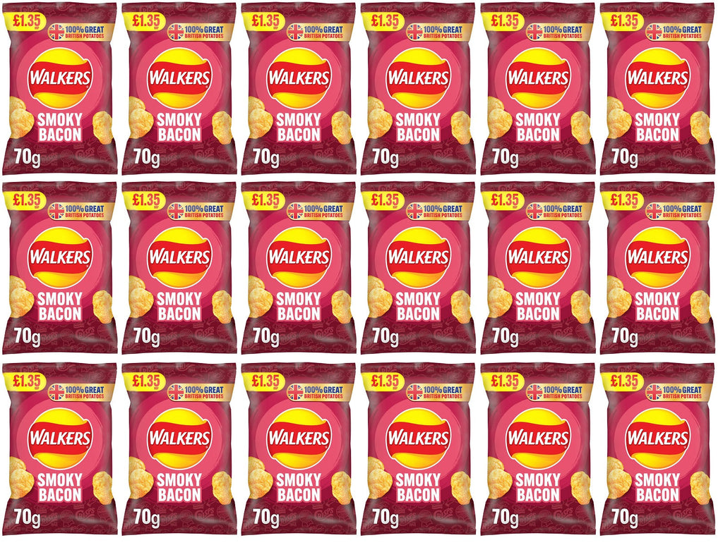 18 x Walkers Smoky Bacon - 70GM