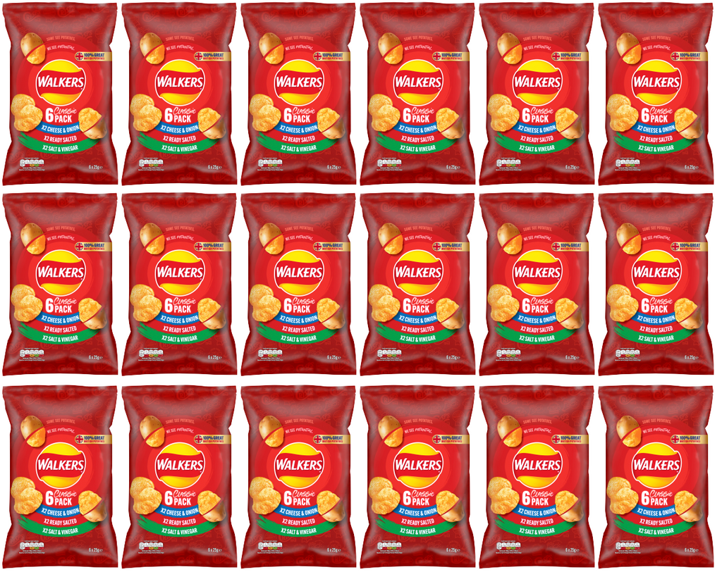 18 x Walkers Variety 6Pk 6X25Gm